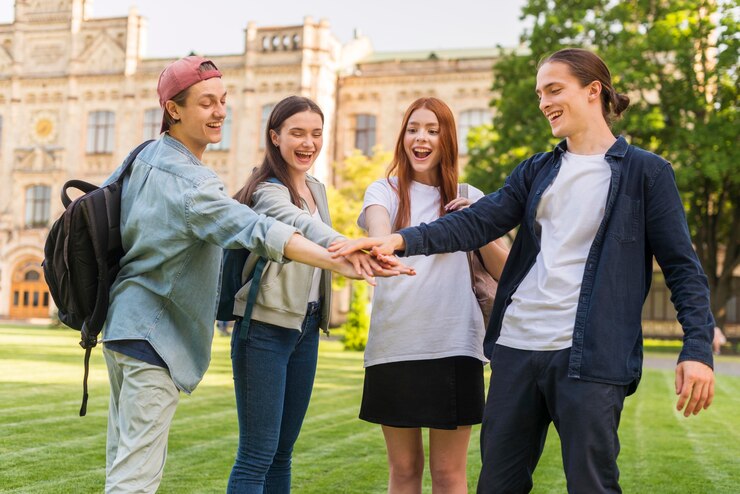 Students celebrating the success of their academics